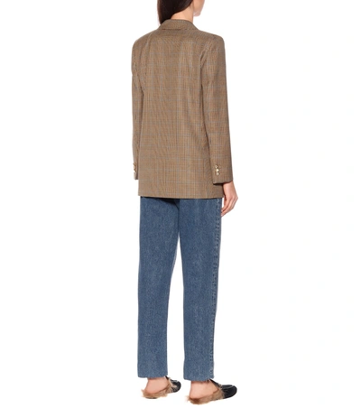 Shop Gucci Checked Wool Blazer In Brown