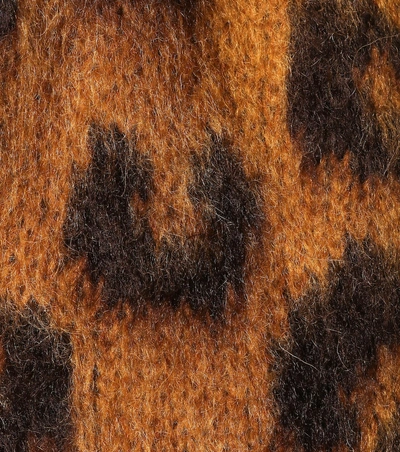 Shop Miu Miu Leopard Mohair-blend Cardigan In Brown