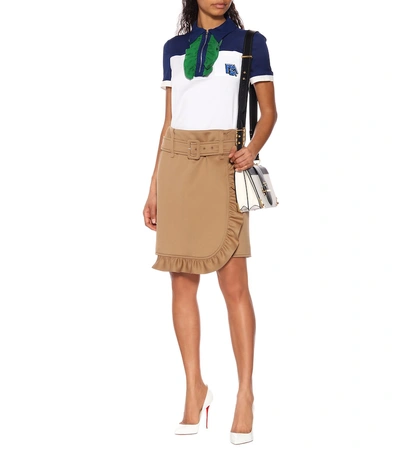 Shop Prada Technical Jersey Skirt In Beige
