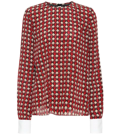 Shop Marni Printed Silk Top In Red