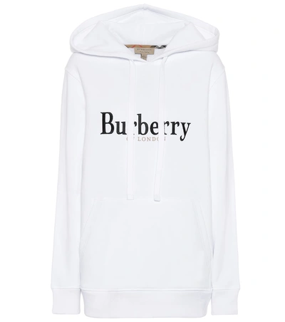 Shop Burberry Cotton-blend Hoodie In White