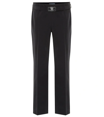 Shop Prada Mid-rise Cropped Straight Pants In Black