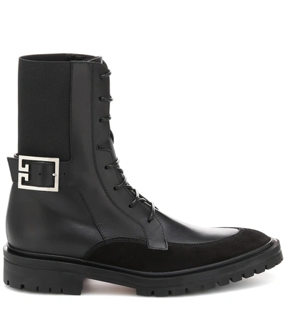 Shop Givenchy Aviator Leather Ankle Boots In Black