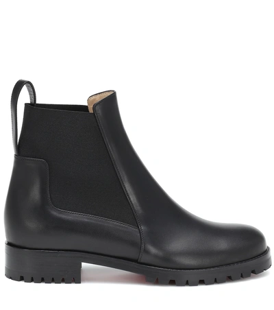 Shop Christian Louboutin Marchacroche Leather Ankle Boots In Black