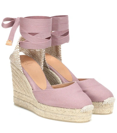 Shop Castaã±er Carina Canvas Wedge Espadrilles In Purple