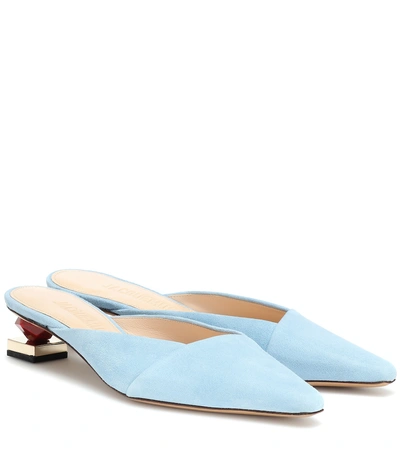 Shop Jacquemus Les Maceio Suede Mules In Blue