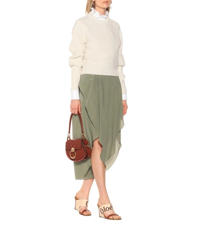 Shop Chloé Canvas And Leather Wedges In Beige