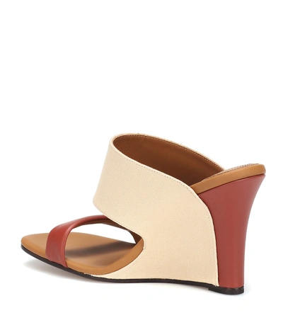 Shop Chloé Canvas And Leather Wedges In Beige