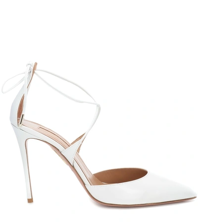 Shop Aquazzura Very Matilde 105 Leather Pumps In White