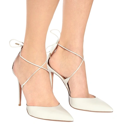 Shop Aquazzura Very Matilde 105 Leather Pumps In White