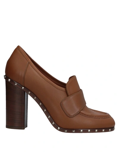 Shop Valentino Loafers In Brown