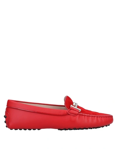 Shop Tod's Woman Loafers Red Size 6 Soft Leather