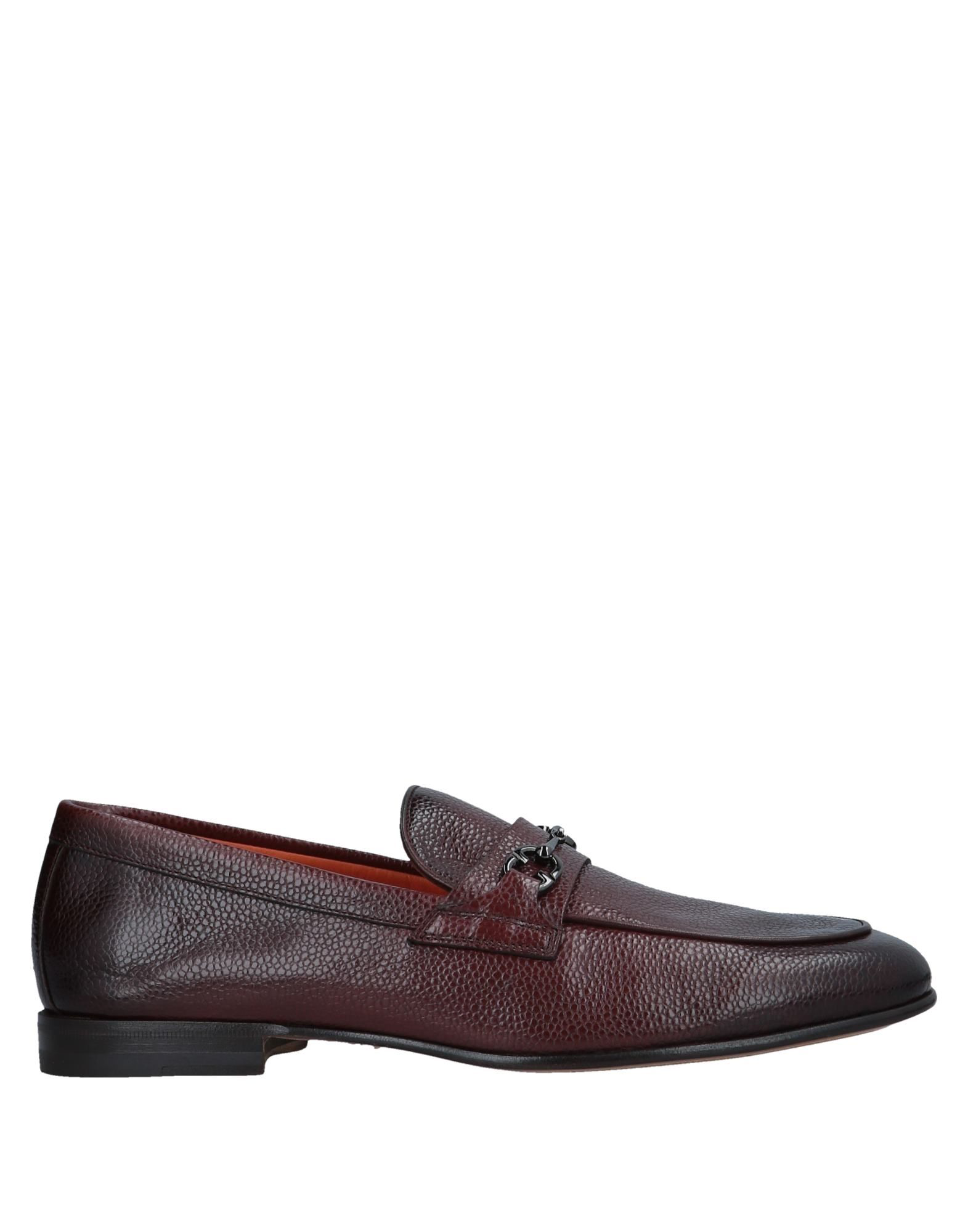 Santoni Loafers In Maroon | ModeSens