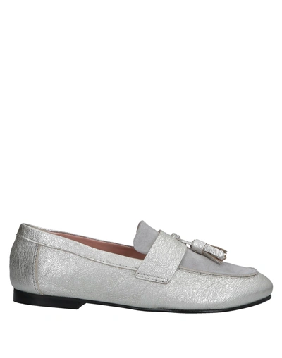Shop Pollini Woman Loafers Grey Size 5 Soft Leather