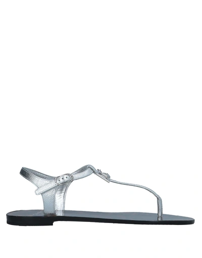 Shop Dolce & Gabbana Woman Toe Strap Sandals Silver Size 4 Calfskin