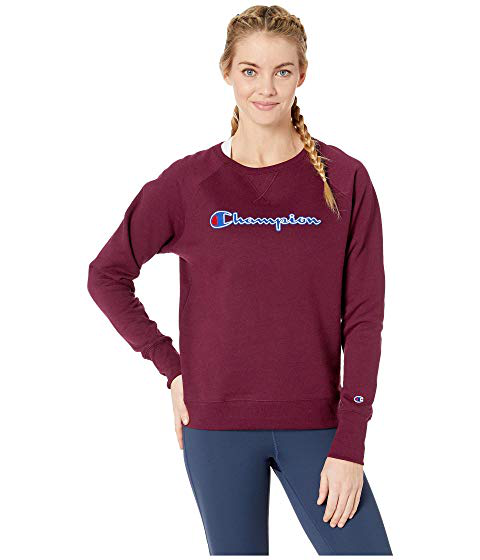 women's champion applique fleece crewneck sweatshirt