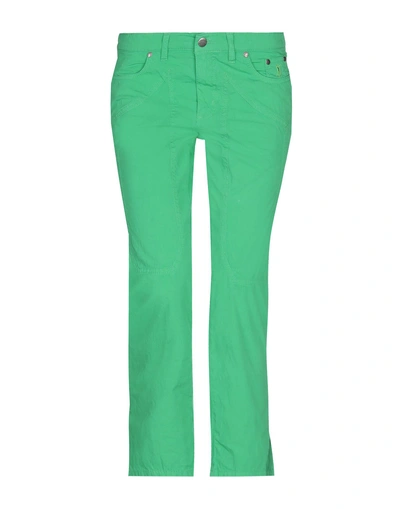Shop Jeckerson Cropped Pants & Culottes In Light Green