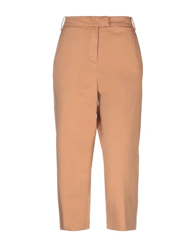 Shop Dondup Cropped Pants In Camel