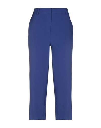 Shop Atos Lombardini Cropped Pants & Culottes In Bright Blue