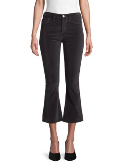 Shop Frame Le Crop Velvet Bootcut Pants In Charcoal