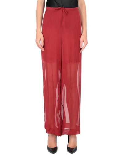 Shop Masnada Woman Pants Brick Red Size 4 Silk