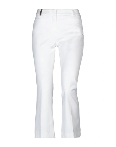 Shop Peserico Woman Pants Ivory Size 14 Cotton, Lycra In White