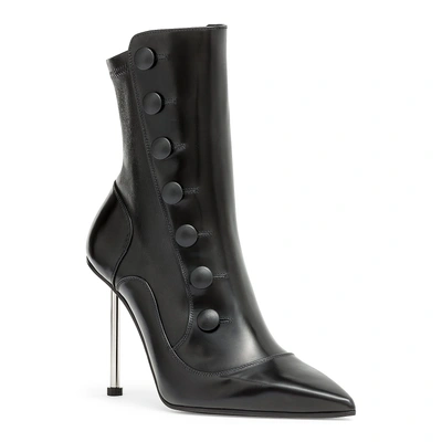 Shop Alexander Mcqueen Victorian Black Leather High Heel Boot