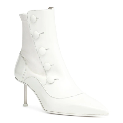 Shop Alexander Mcqueen Victorian White Leather High Heel Boot