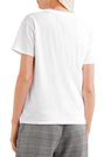 Shop Ganni Printed Cotton-jersey T-shirt In White