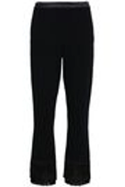 Shop Cinq À Sept Fringe-trimmed Crepe Bootcut Pants In Black