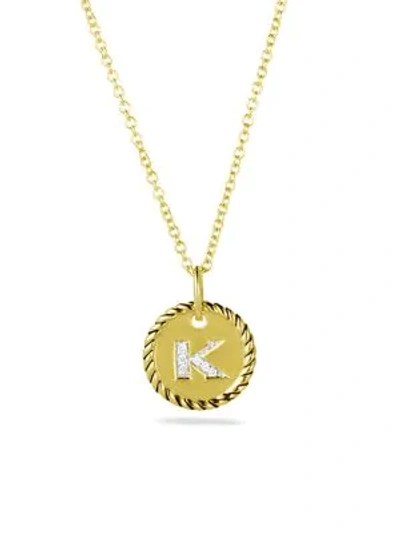 Shop David Yurman Women's Initial Charm Necklace With Diamonds In 18k Gold In Initial K
