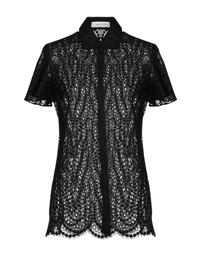 Shop Valentino Garavani Woman Shirt Black Size 4 Cotton, Polyester