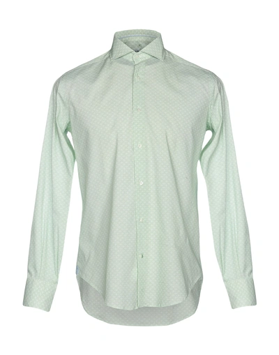 Shop Caliban Man Shirt Light Green Size 42 Cotton, Elastane