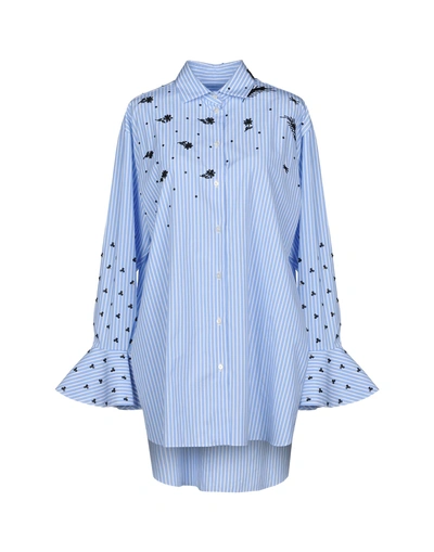 Shop Valentino Striped Shirt In Sky Blue