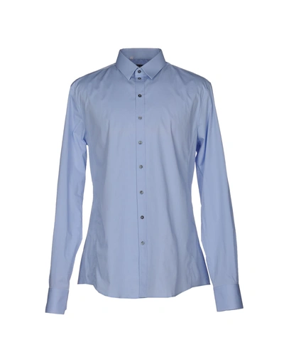 Shop Dolce & Gabbana Solid Color Shirt In Sky Blue