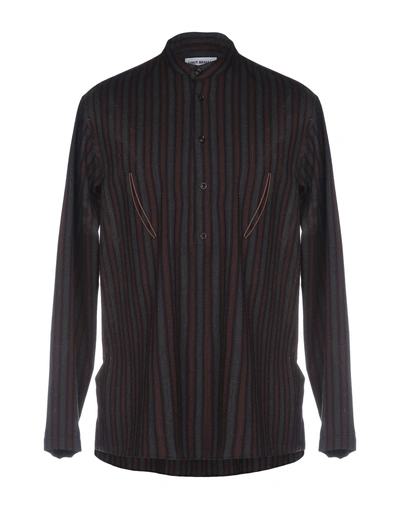 Shop Umit Benan Striped Shirt In Dark Brown