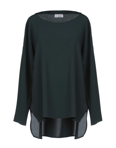 Shop Alberto Biani Woman Top Dark Green Size 6 Triacetate, Polyester