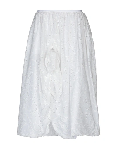 Shop Brian Dales Woman Midi Skirt White Size 4 Cotton, Polyester