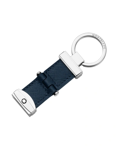 Shop Montblanc Key Fob Pivot System Key Ring Midnight Blue Size - Calfskin