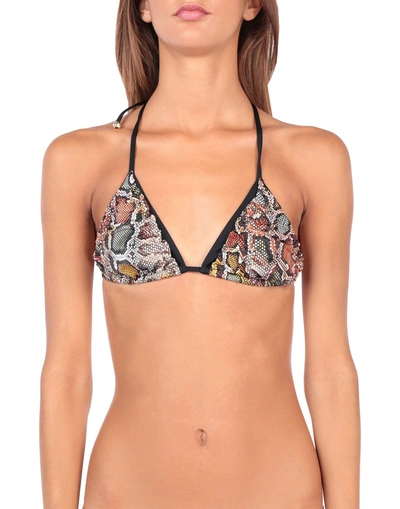 Shop Roberto Cavalli Beachwear Bikini Tops In Rust