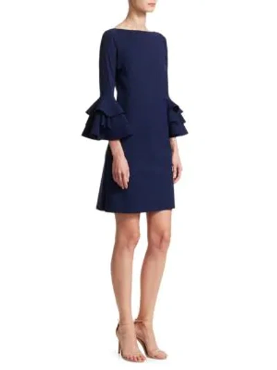 Shop Chiara Boni La Petite Robe May Tiered Bell Sleeve A-line Dress In Blue