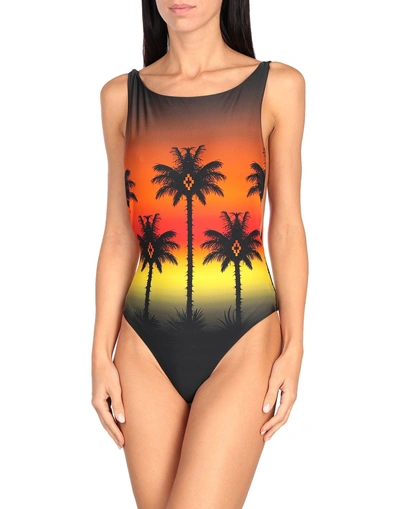 Shop Marcelo Burlon County Of Milan Marcelo Burlon Woman One-piece Swimsuit Black Size M Polyamide, Elastane