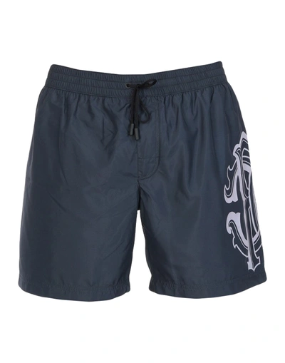 Shop Roberto Cavalli Beachwear Swim Shorts In Steel Grey