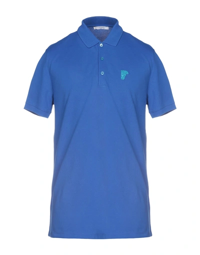 Shop Versace Polo Shirt In Bright Blue