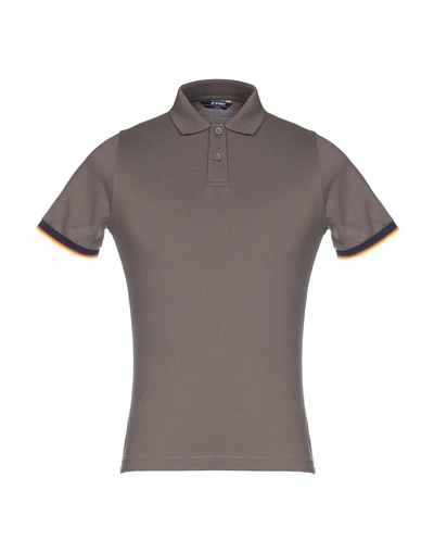 Shop K-way Man Polo Shirt Light Brown Size S Cotton, Elastane In Beige