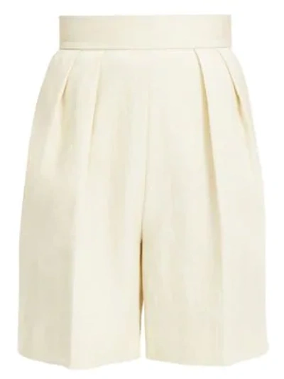 Shop Theory High-waist Pleat-front Shorts In Light Linen