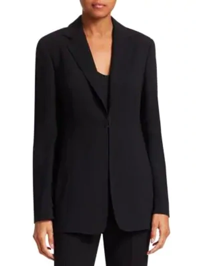 Shop Akris Notch Lapel Wool Blazer In Black