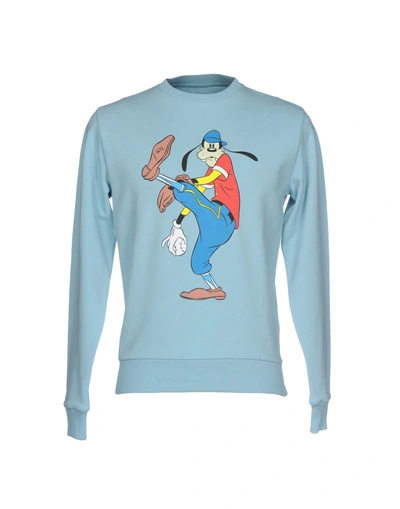 Shop Loewe Man Sweatshirt Azure Size M Cotton, Elastane
