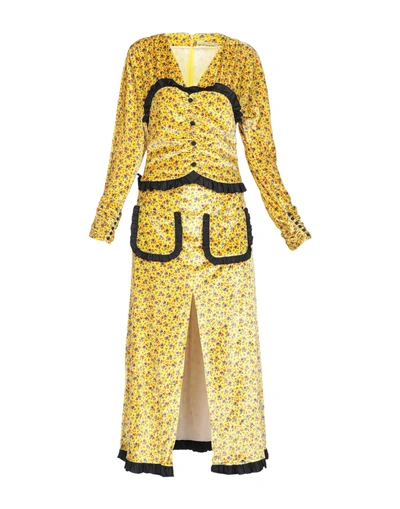 Shop Alessandra Rich Long Dress In Yellow