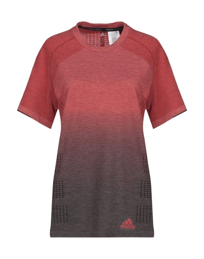 Shop Adidas Originals T-shirts In Brick Red